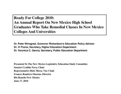 New Mexico’s Proposed Funding Formula, Accountability and Student Achievement:  Some Questions To Consider