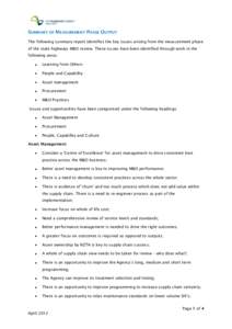 State Highway Maintenance and Operations Review.NZTA report, Summary of measurement phase output