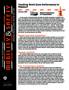 Tracking Work Zone Performance in Missouri Summer 2007 Missouri Department of Transportation
