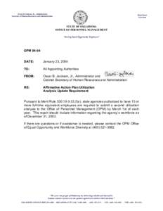 United States Office of Personnel Management / Brad Henry / OPM / Year of birth missing / Oscar B. Jackson Jr. / Oklahoma Secretary of Human Resources and Administration / Oklahoma Office of Personnel Management / Oklahoma / State governments of the United States