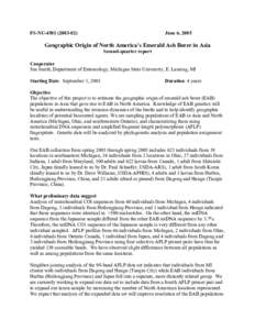 Geographic Origin of North America’s EAB in Asia