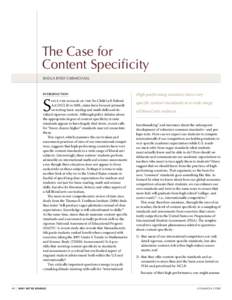 The Case for Content Specificity Sheila Byrd Carmichael Introduction