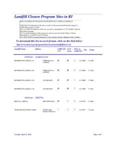 RI DEM/Waste Management- Landfill Closure Program Sites in RI