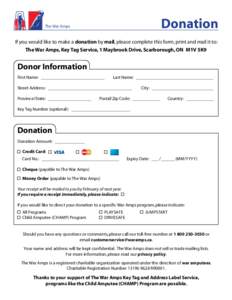 Print Form  Donation The War Amps