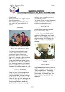 October – DecemberIssue 1 Quarterly newsletter Integrated palliative care unit, Banso Baptist Hospital