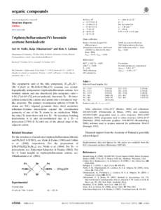 Triphenyltelluronium(IV) bromide acetone hemisolvate