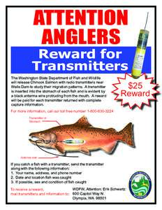 ATTENTION ANGLERS Reward for Transmitters The Washington State Department of Fish and Wildlife