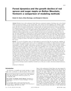 2635  Forest dynamics and the growth decline of red spruce and sugar maple on Bolton Mountain, Vermont: a comparison of modeling methods Daniel G. Gavin, Brian Beckage, and Benjamin Osborne