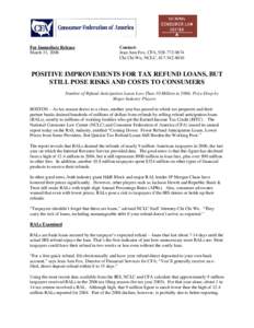 For Immediate Release March 31, 2008 Contact: Jean Ann Fox, CFA, [removed]Chi Chi Wu, NCLC, [removed]