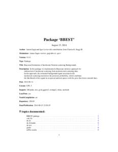 Package ‘BBEST’ August 15, 2014 Author Anton Gagin and Igor Levin with contributions from Charles R. Hogg III Maintainer Anton Gagin <anton.gagin@nist.gov> Version 0.1-0 Type Package