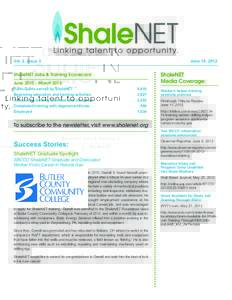 Vol. 2, Issue 3  June 19, 2012 ShaleNET Jobs & Training Scorecard June 2010 – March 2012