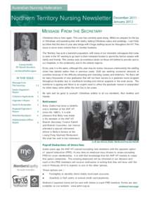 Australian Nursing Federation  Northern Territory Nursing Newsletter MESSAGE FROM  THE
