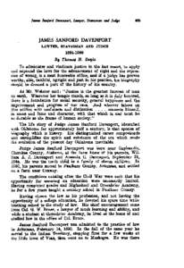 JAMES SANFORD DAVENPORT LAWYER, STATESMAN AND JUDGE[removed]By T h m w H. Do@ To administer and vindicate justice in the last resort, to apply