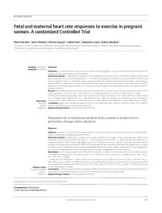 Artículo original  Fetal and maternal heart rate responses to exercise in pregnant women. A randomized Controlled Trial Fetal and maternal heart rate responses to exercise in pregnant women. A randomized Controlled Tria