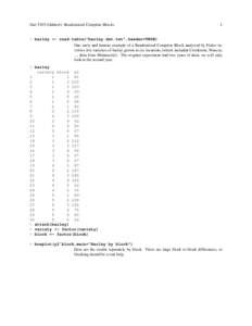 Stat[removed]Oehlert): Randomized Complete Blocks  1 > barley <- read.table(