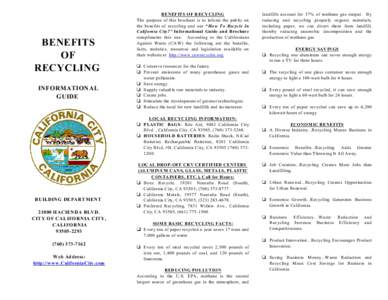 BENEFITS OF RECYCLING INFORMATIONAL GUIDE