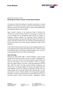 Press Release  Mülheim/Ruhr, January 12, 2015 Brenntag AG renews contract of CEO Steven Holland