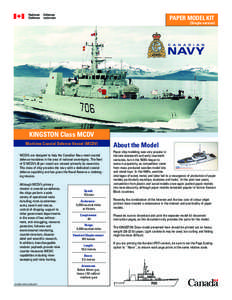 PAPER MODEL KIT  (Simple version) KINGSTON Class MCDV Maritime Coastal Defence Vessel (MCDV)