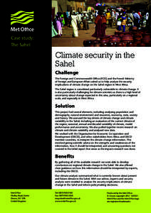 Case study: The Sahel Climate security in the Sahel Challenge