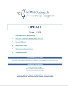 UPDATE February 1, 2018 I. Science and Service News Updates