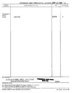 86  WITHDRAWAL SHEET (PRESI DENTIAL LIBRARI FORM OF DOCUMENT