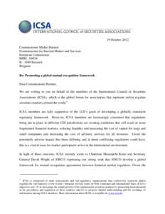 Microsoft Word - ICSA Letter Barnier Mutual Recognition Oct 2012.doc