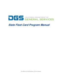 State Fleet Card Program Manual  Excellence in the Business of Government State Fleet Card Program Manual