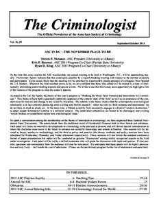 Page 1  The Criminologist The Criminologist The Official Newsletter of the American Society of Criminology