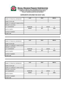 SOCIAL HOUSING FINANCE CORPORATION a subsidiary of National Home Mortgage Finance Corporation COMMUNITY MORTGAGE PROGRAM OPERATIONS GROUP PROJECT INDIVIDUALIZATION DEPARTMENT