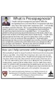 What is Prosopagnosia?  People with prosopagnosia have great difficulty recognising faces, and may fail to recognise people that they have met many times and know well – even family members and close friends. This is q