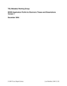 Application Profile for Electronic Theses and Dissertations