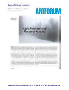 Bang Larsen, Lars, “Katie Paterson and Margaret Atwood,”Artforum, November 2014. 