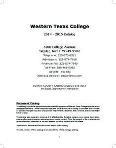 Western Texas College[removed]Catalog