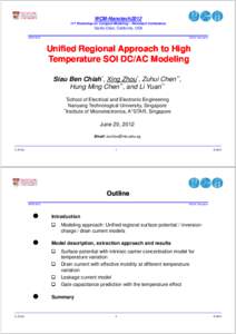 WCM-Nanotech2012 11th Workshop on Compact Modeling – Nanotech Conference Santa Clara, Clara California California, USA