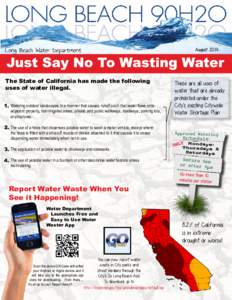 The State of California has made the following uses of water illegal. Watering outdoor landscapes in a manner that causes runoff such that water flows onto adjacent property, non-irrigated areas, private and public walkw