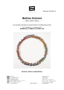 (Deutscher Text Seite 11)  Mathias Schmied .... Retry Retry Retry ... Une exposition présentée par la galerie Estace & le 24Beaubourg à Paris. du 17 octobre au 17 novembre 2013