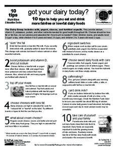 10 tips got your dairy today?  Education Series