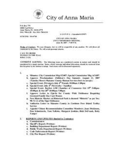City of Anna Maria P.O. Box[removed]Gulf Drive Anna Maria, FL[removed][removed]Fax[removed]A G E N D A (Amended[removed])