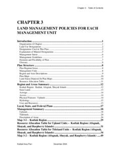 Chapter 3 - Table of Contents  CHAPTER 3 LAND MANAGEMENT POLICIES FOR EACH MANAGEMENT UNIT Introduction.........................................................................................................1