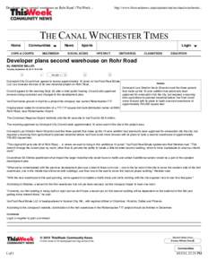 Developer plans second warehouse on Rohr Road | ThisWeek ...  http://www.thisweeknews.com/content/stories/canalwinchester... THE CANAL WINCHESTER TIMES Home