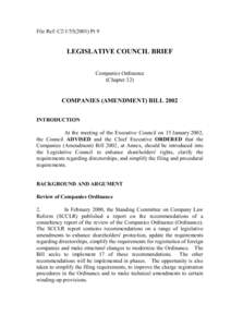 File Ref: C2[removed]Pt 9  LEGISLATIVE COUNCIL BRIEF Companies Ordinance (Chapter 32)