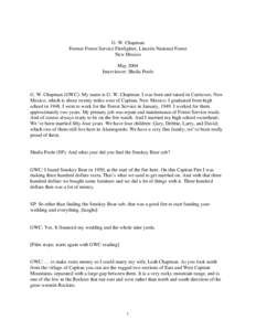 G. W. Chapman Former Forest Service Firefighter, Lincoln National Forest New Mexico May 2004 Interviewer: Sheila Poole