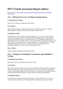 IPCC Fourth Assessment Report authors Details taken from IPCC Fourth Assessment Report, Working Group I Report 