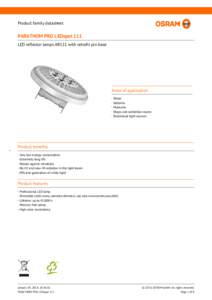 Product family datasheet  PARATHOM PRO LEDspot 111 LED reflector lamps AR111 with retrofit pin base  Areas of application