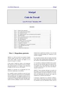 www.Droit-Afrique.com  Sénégal Sénégal Code du Travail