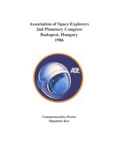 Association of Space Explorers 2nd Planetary Congress Budapest, HungaryCommemorative Poster