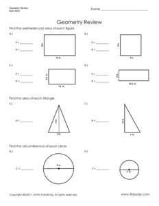 Fifth Grade Geometry Review Worksheet