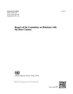 General Assembly Official Records Sixty-ninth Session Supplement No. 26  Report of the Committee on Relations with