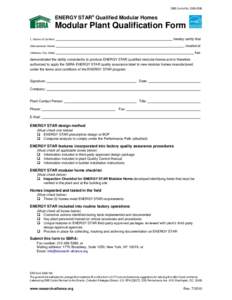 OMB Control NoENERGY STAR® Qualified Modular Homes Modular Plant Qualification Form I, (Name of Certifier)