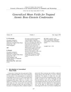 Volume 101, Number 4, July–August[removed]Journal of Research of the National Institute of Standards and Technology [J. Res. Natl. Inst. Stand. Technol. 101, [removed]Generalized Mean Fields for Trapped